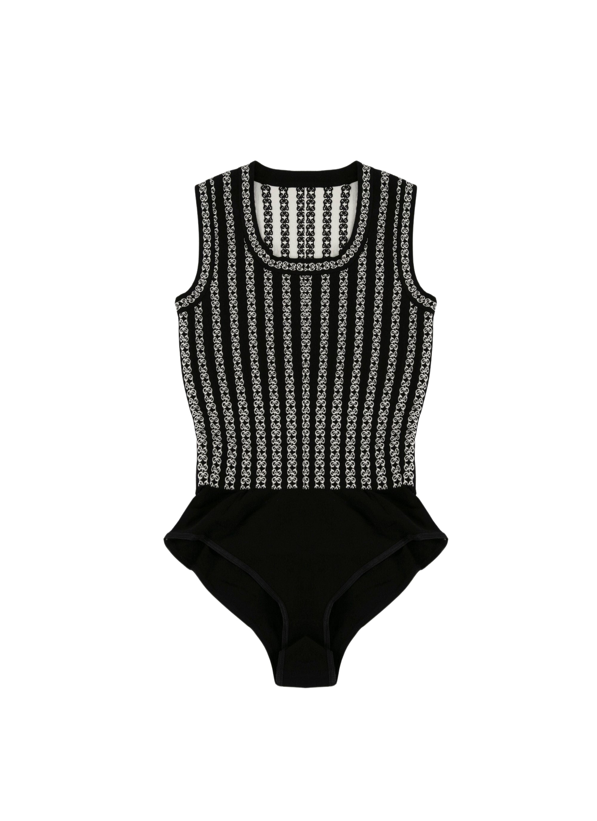Body sans manches à rayures logo - Noir & Blanc
