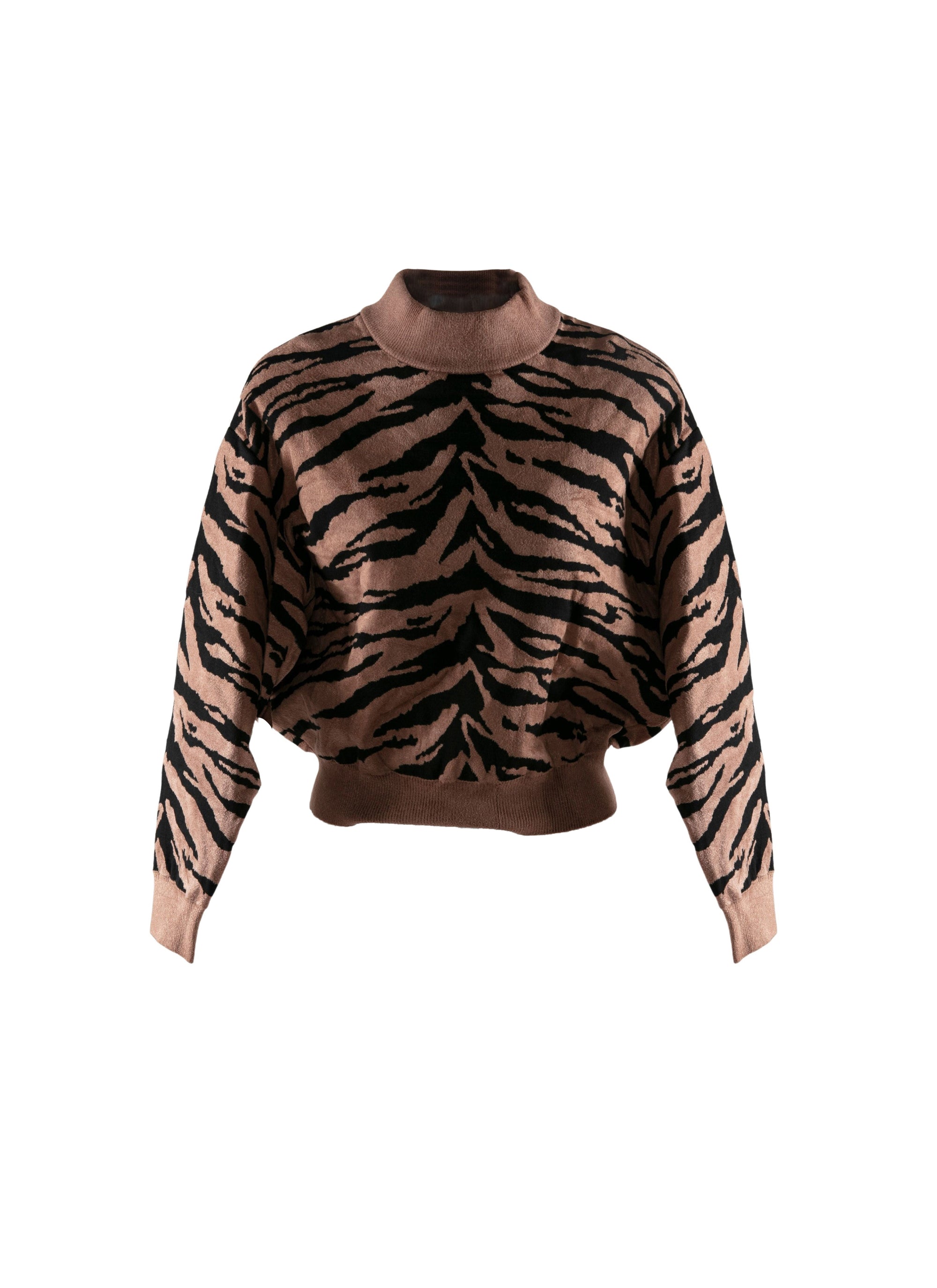 Zebra knitted short jumper - Black & Marron