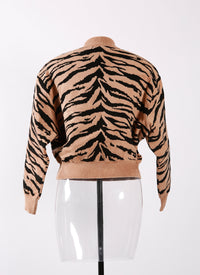 Zebra knitted short jumper - Black & Nude