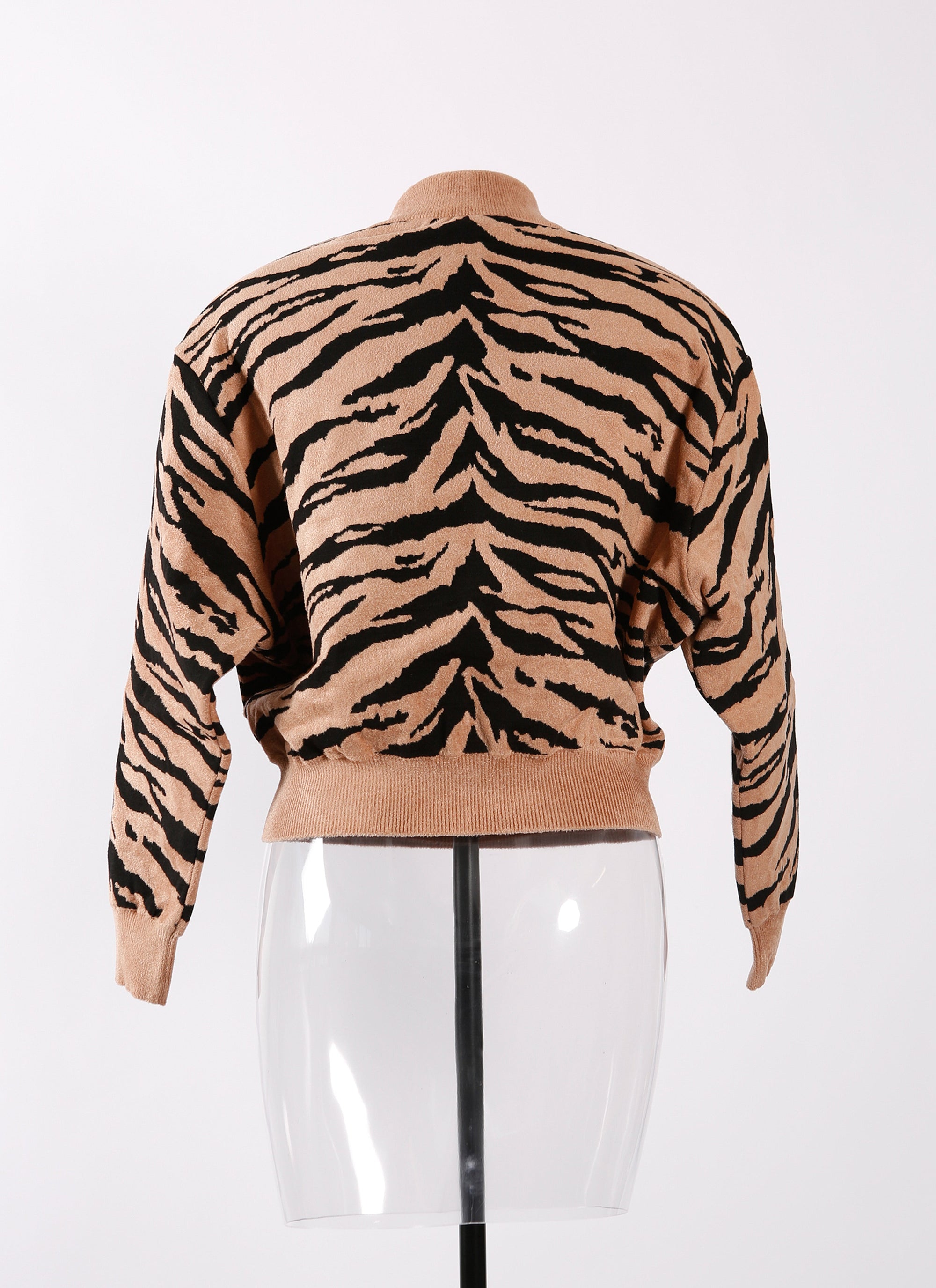 Zebra knitted short jumper - Black & Nude