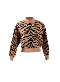 Zebra knitted short jumper - Black & Nude