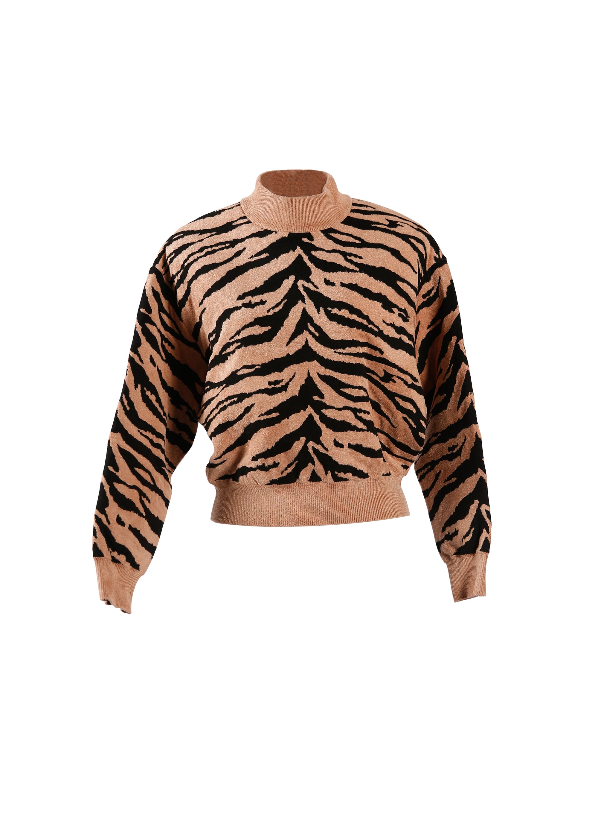 Pull court Zebra en maille - Noir & Nude