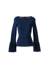 Pull à manches longues Croisée en maille - Marine