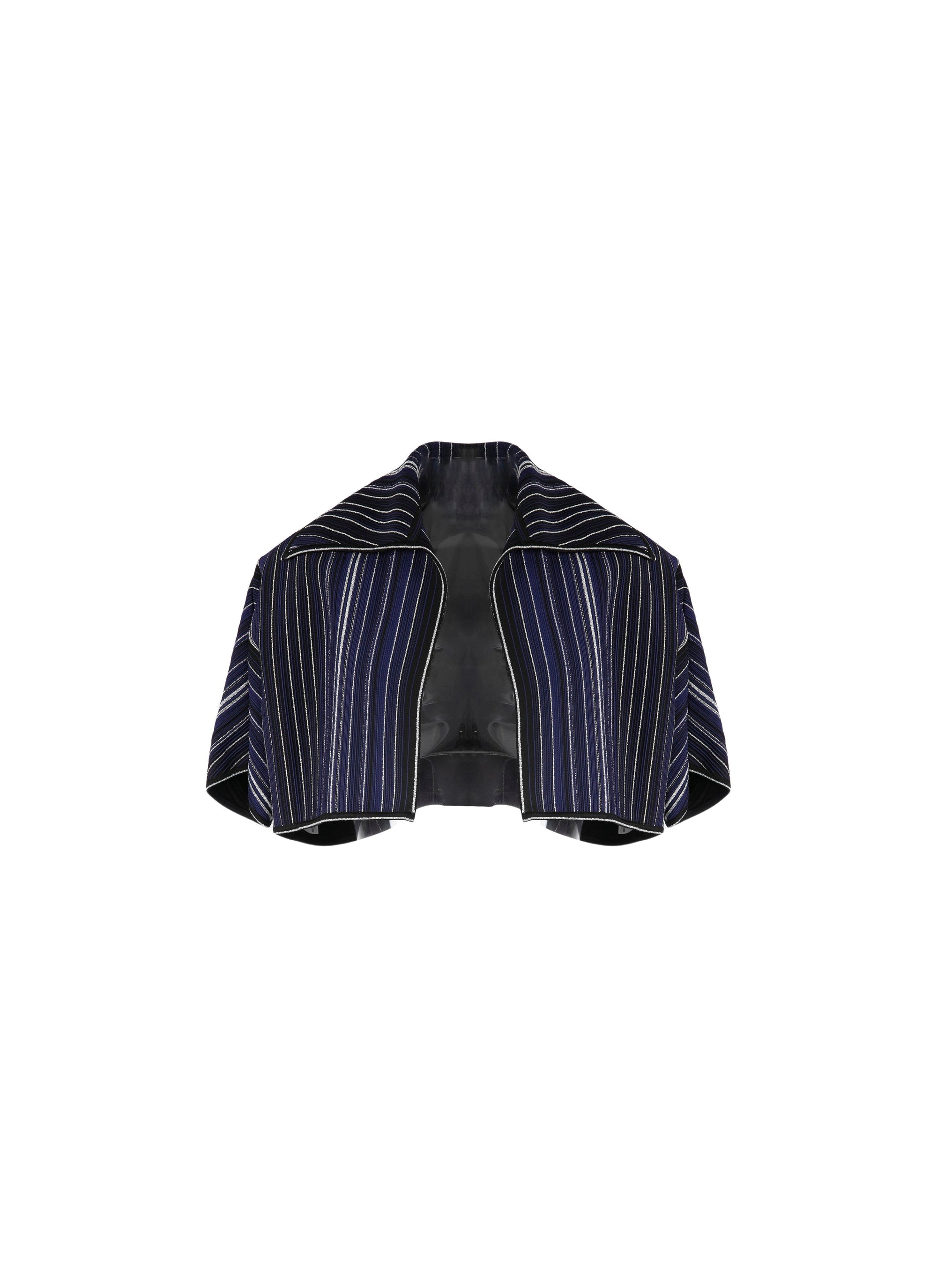 Short Sleeve Kimono Knitted Cardigan - Black & Blue