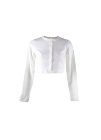 Wool Supreme long-sleeved cardigan - White pearl