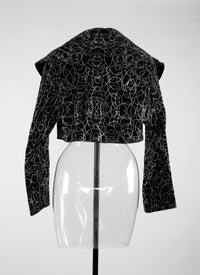 Deep neck leather bolero - Black & Silver