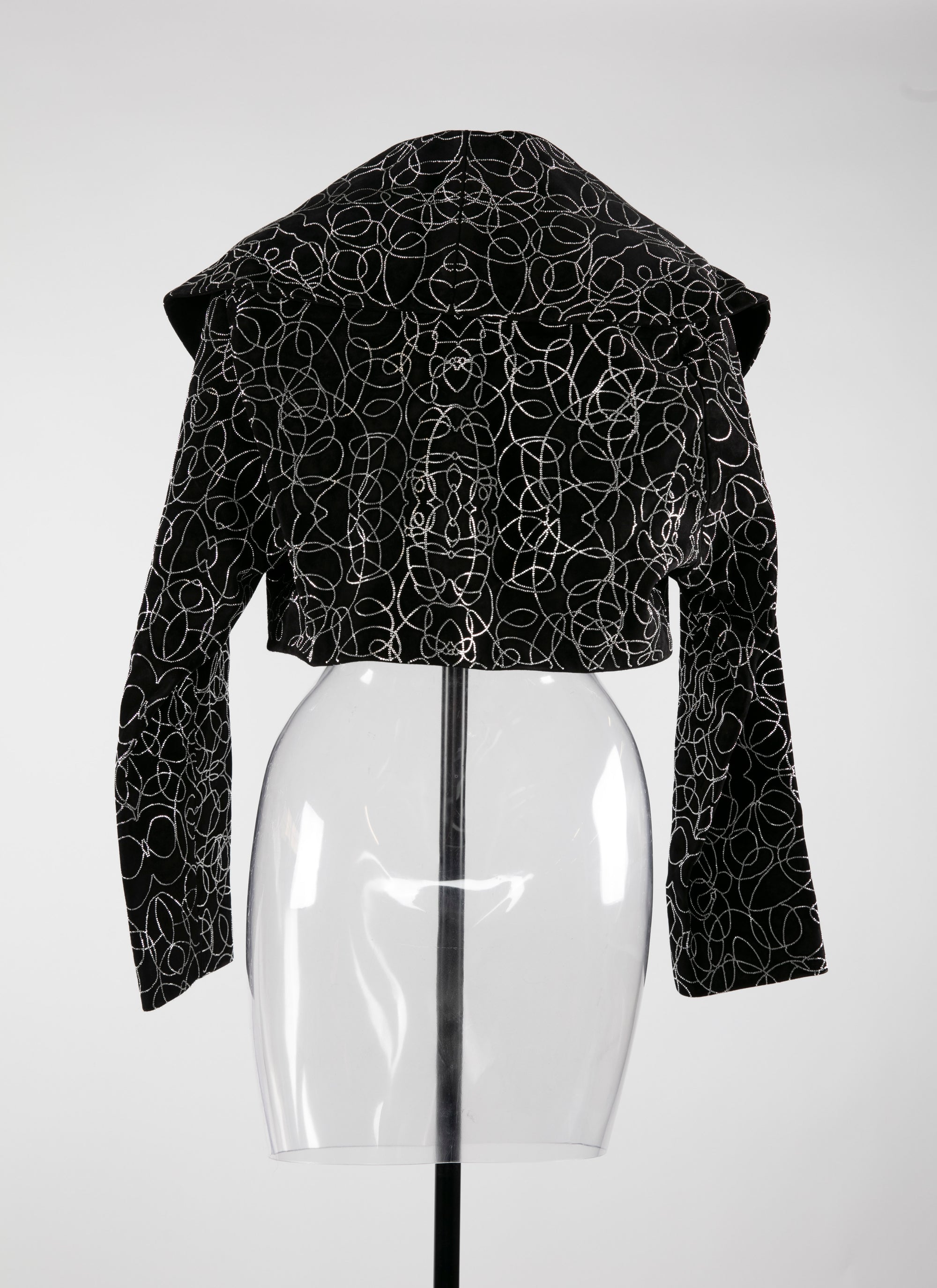 Deep neck leather bolero - Black & Silver