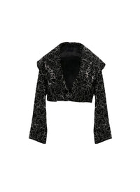 Deep neck leather bolero - Black & Silver