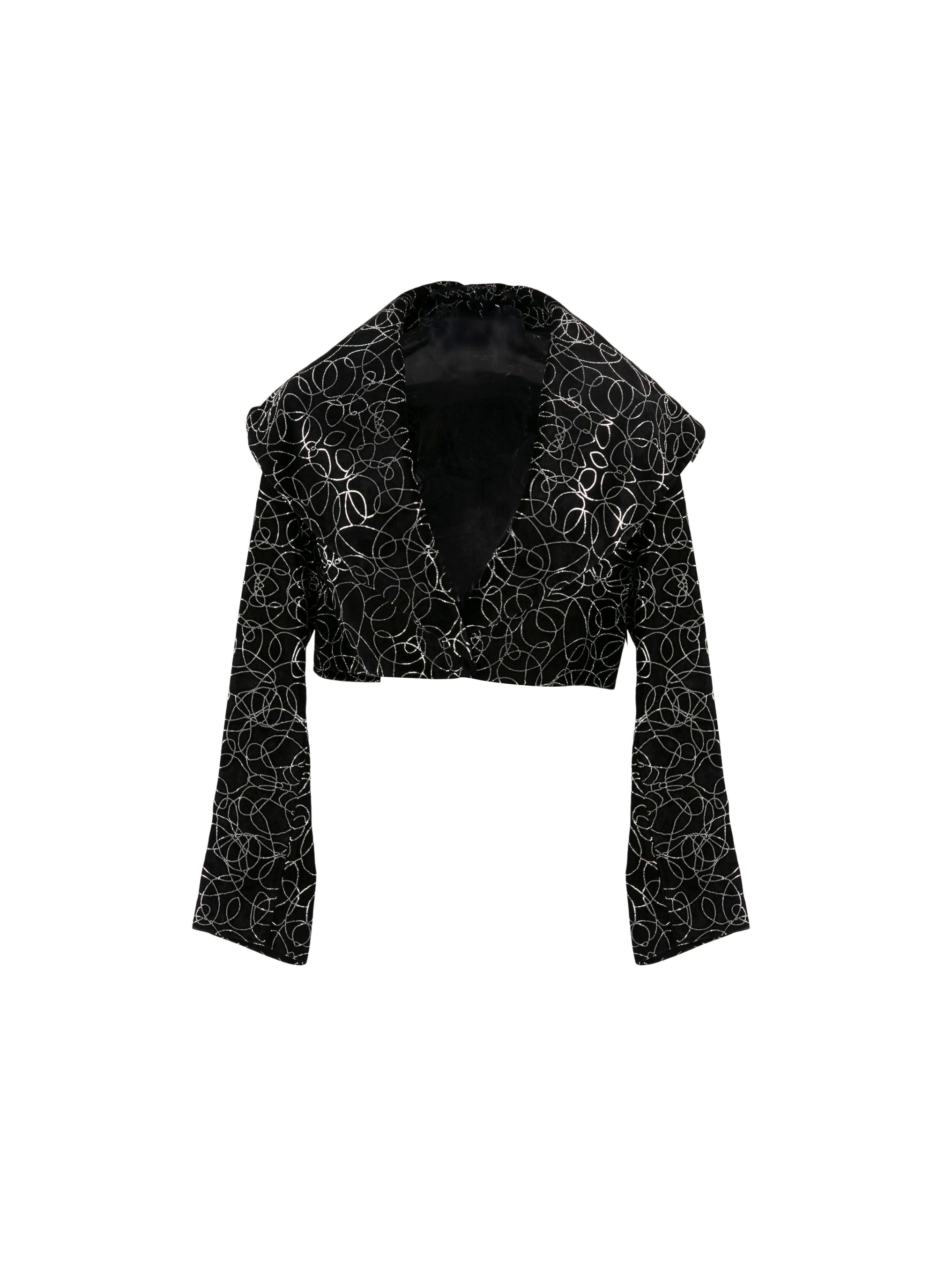 Deep neck leather bolero - Black & Silver