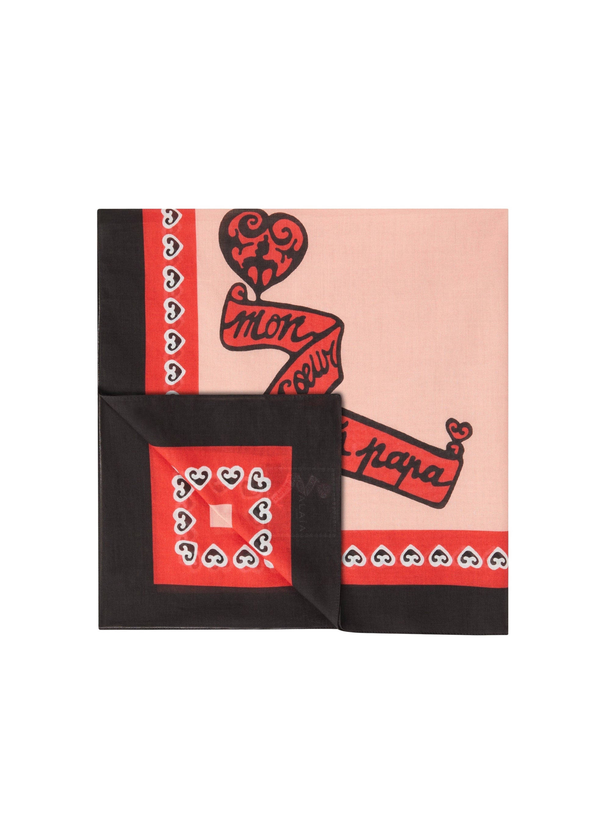 Mon Coeur 60cm square bandana - Red & Black