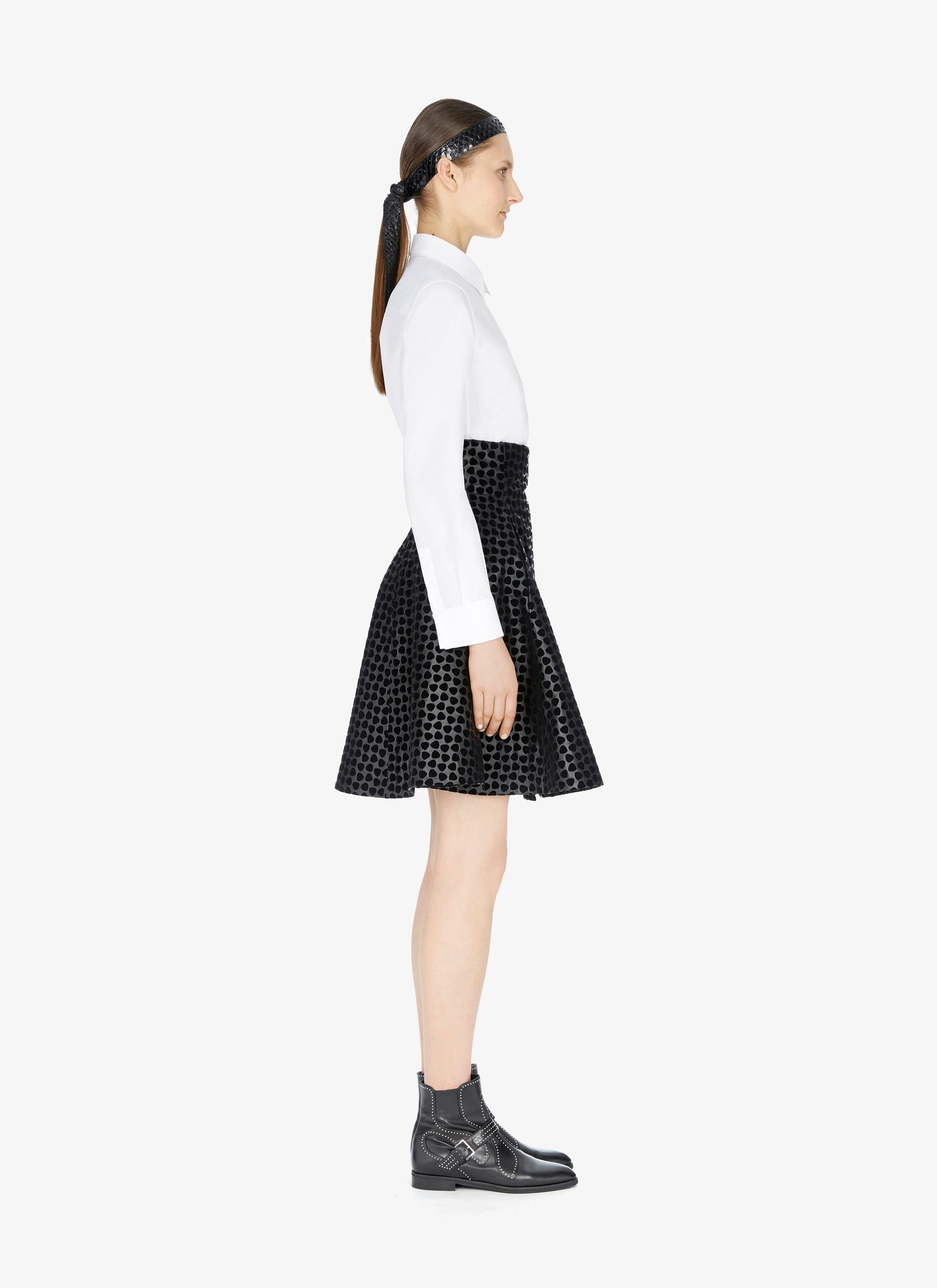 Leather Dalmatian skirt - Black