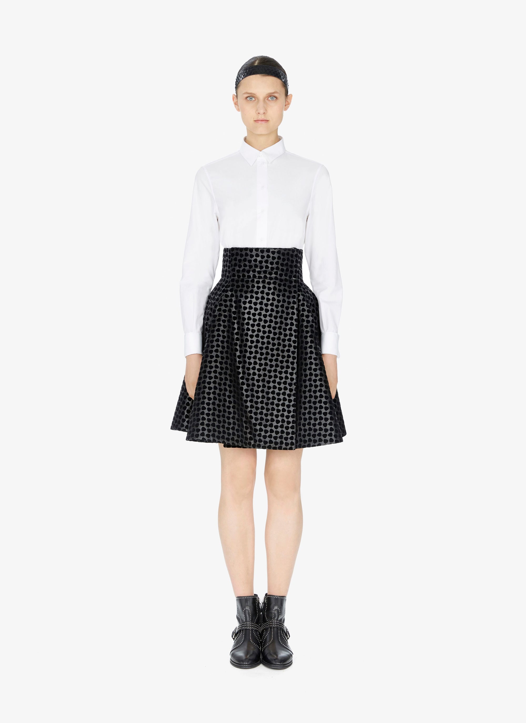 Leather Dalmatian skirt - Black
