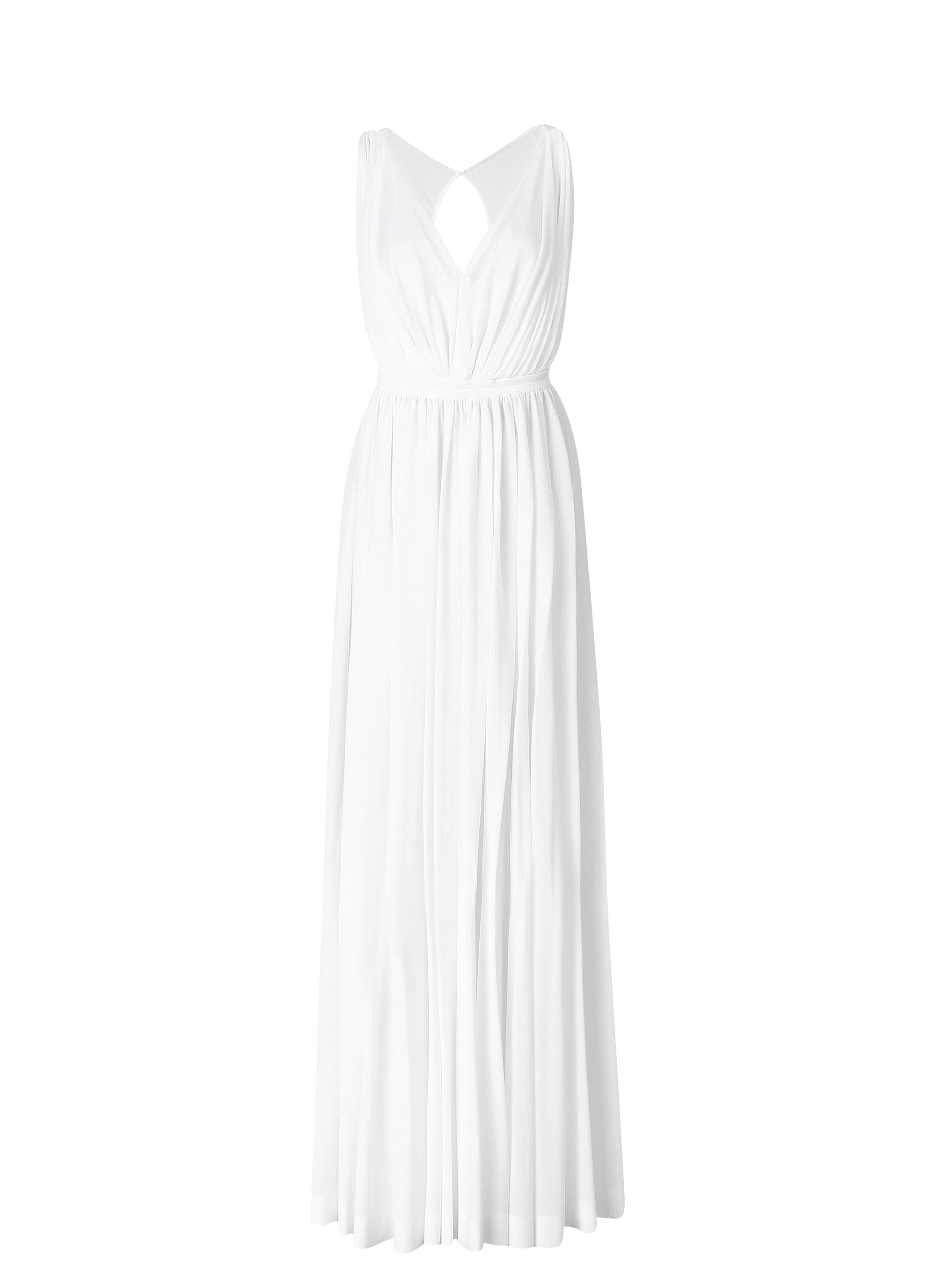 Robe longue fluide coupe drapée à dos ouvert - Blanc