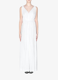 Robe longue fluide coupe drapée à dos ouvert - Blanc