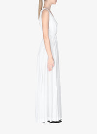 Robe longue fluide coupe drapée à dos ouvert - Blanc