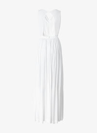 Robe longue fluide coupe drapée à dos ouvert - Blanc
