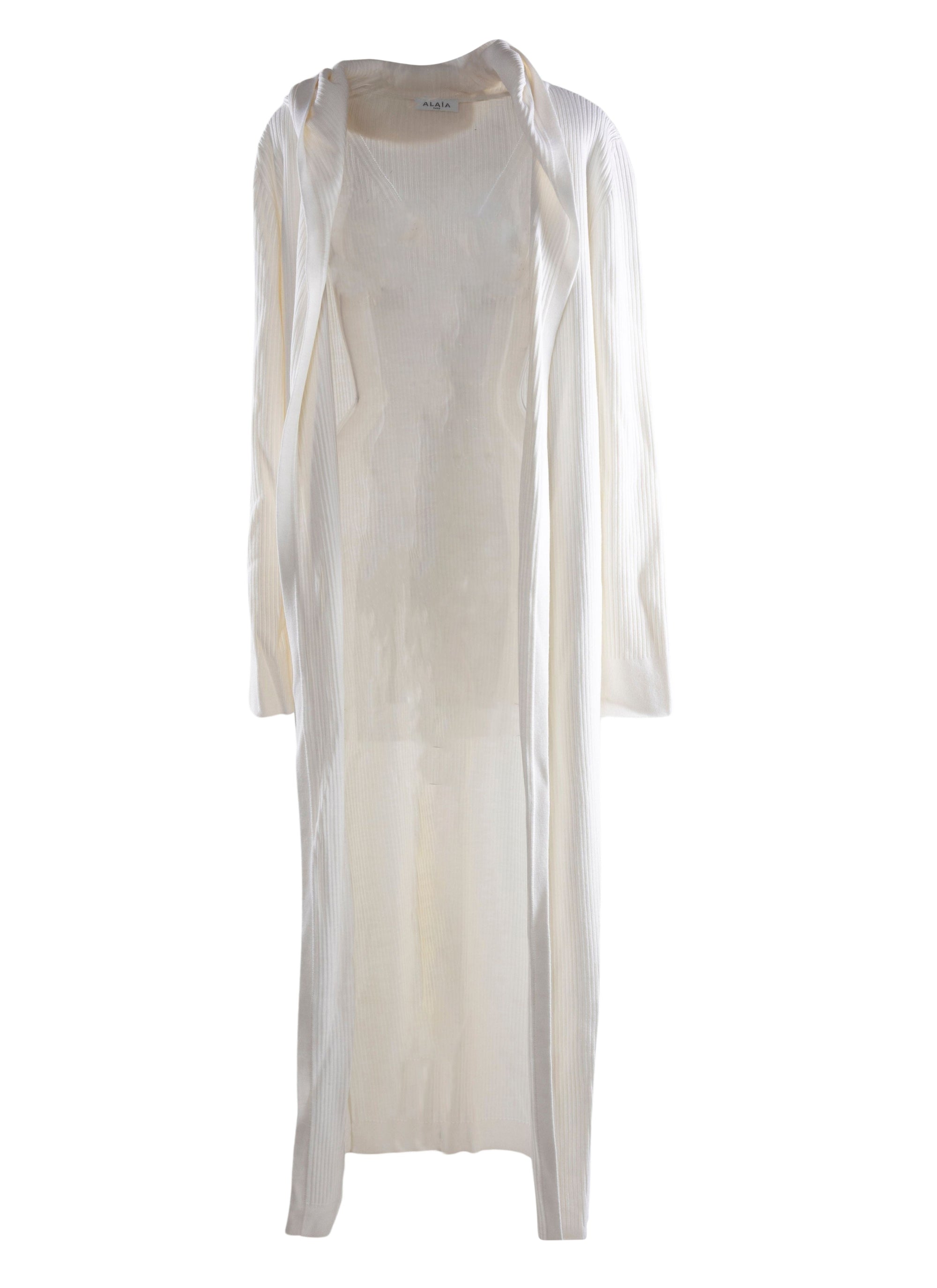Manteau gilet long à capuche - Blanc