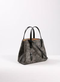 Sac Mina moucheté en cuir - Noir & Beige