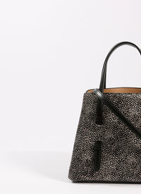 Sac Mina moucheté en cuir - Noir & Beige
