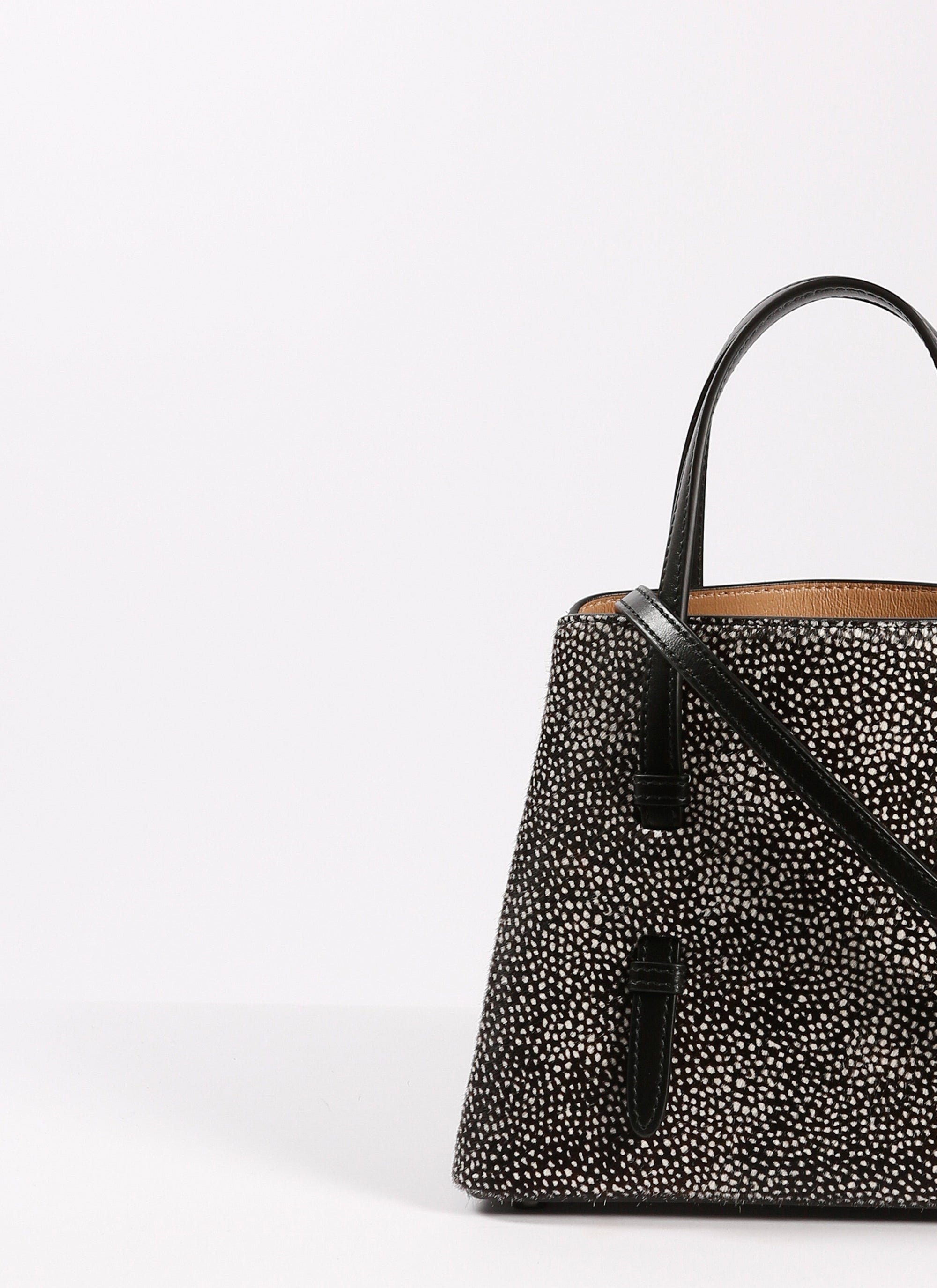Sac Mina moucheté en cuir - Noir & Beige