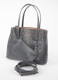 Sac Mina Bolivia Fiori en cuir - Cendre