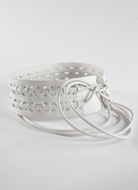 Ceinture hinge en cuir - Blanc Optique