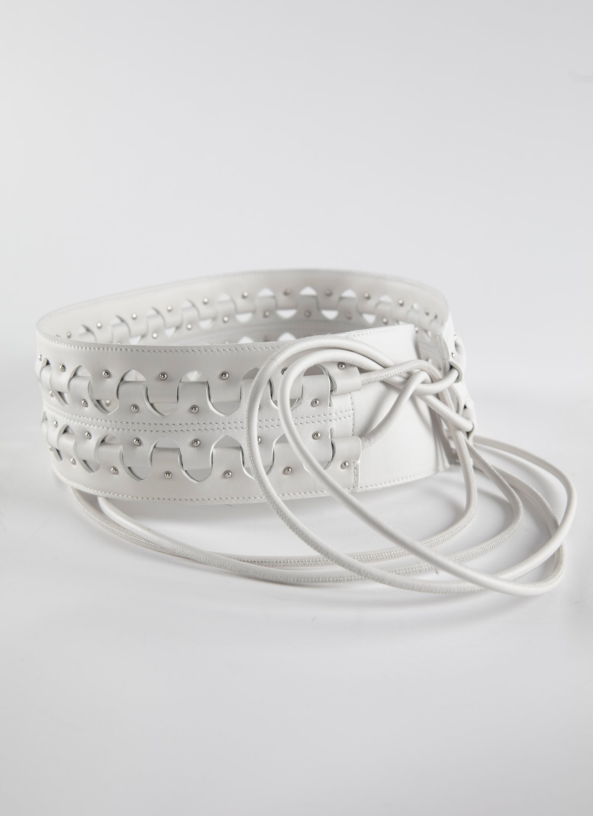 Ceinture hinge en cuir - Blanc Optique