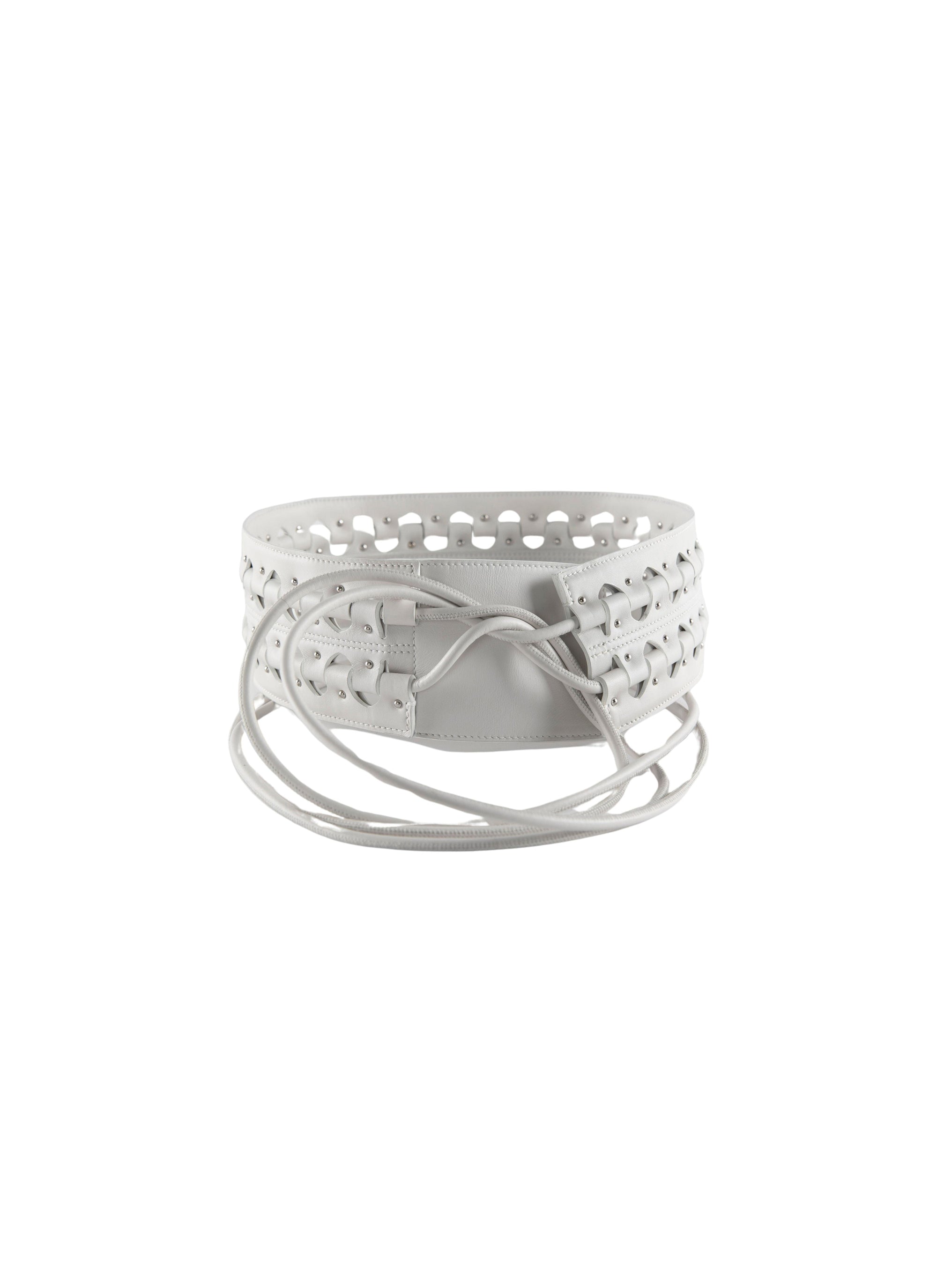Ceinture hinge en cuir - Blanc Optique