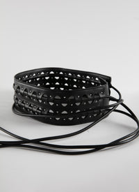 Hinge belt in leather - Black intense