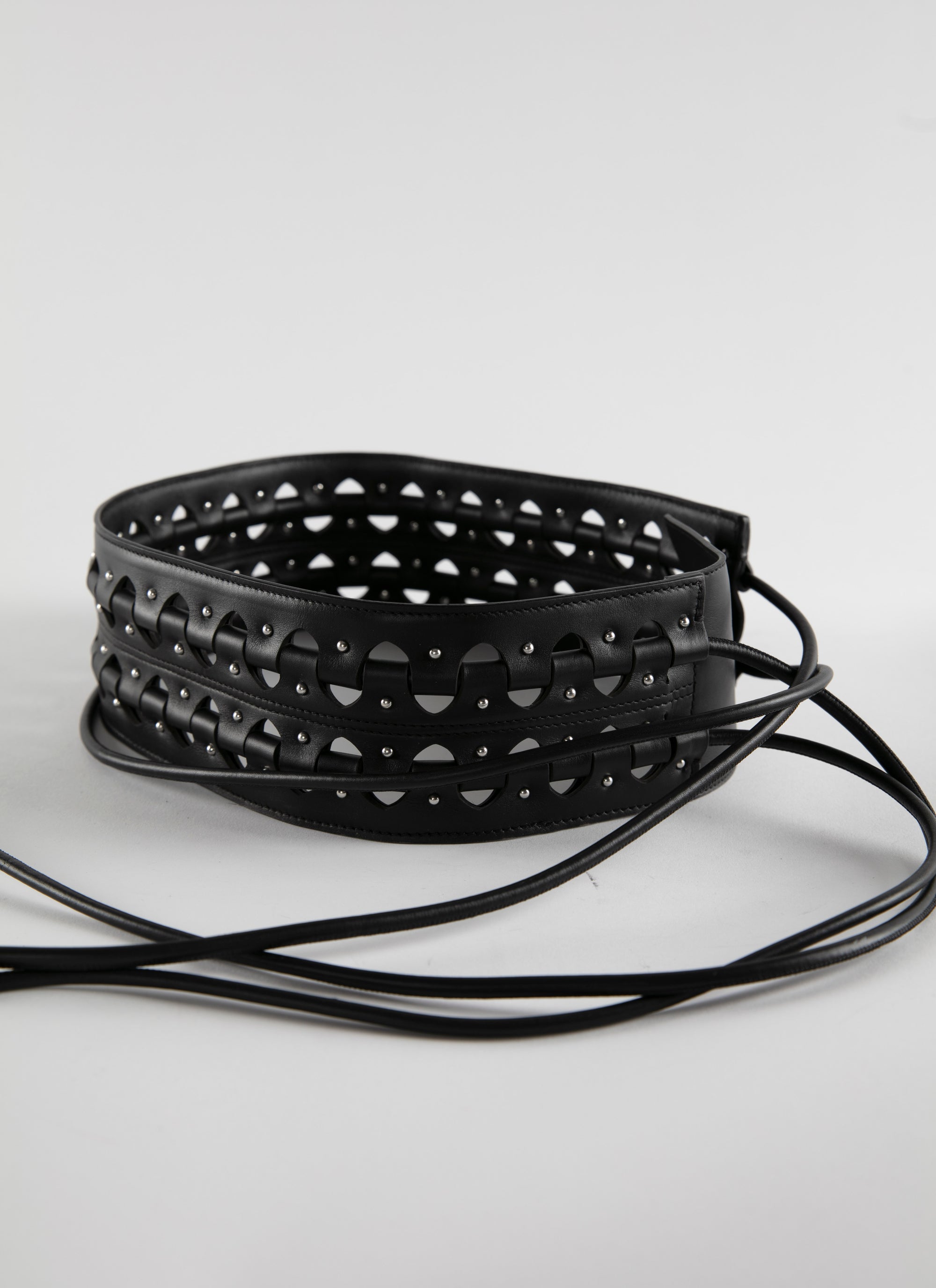 Hinge belt in leather - Black intense