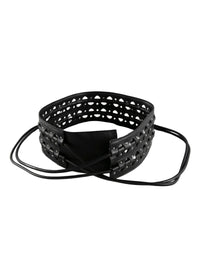 Hinge belt in leather - Black intense