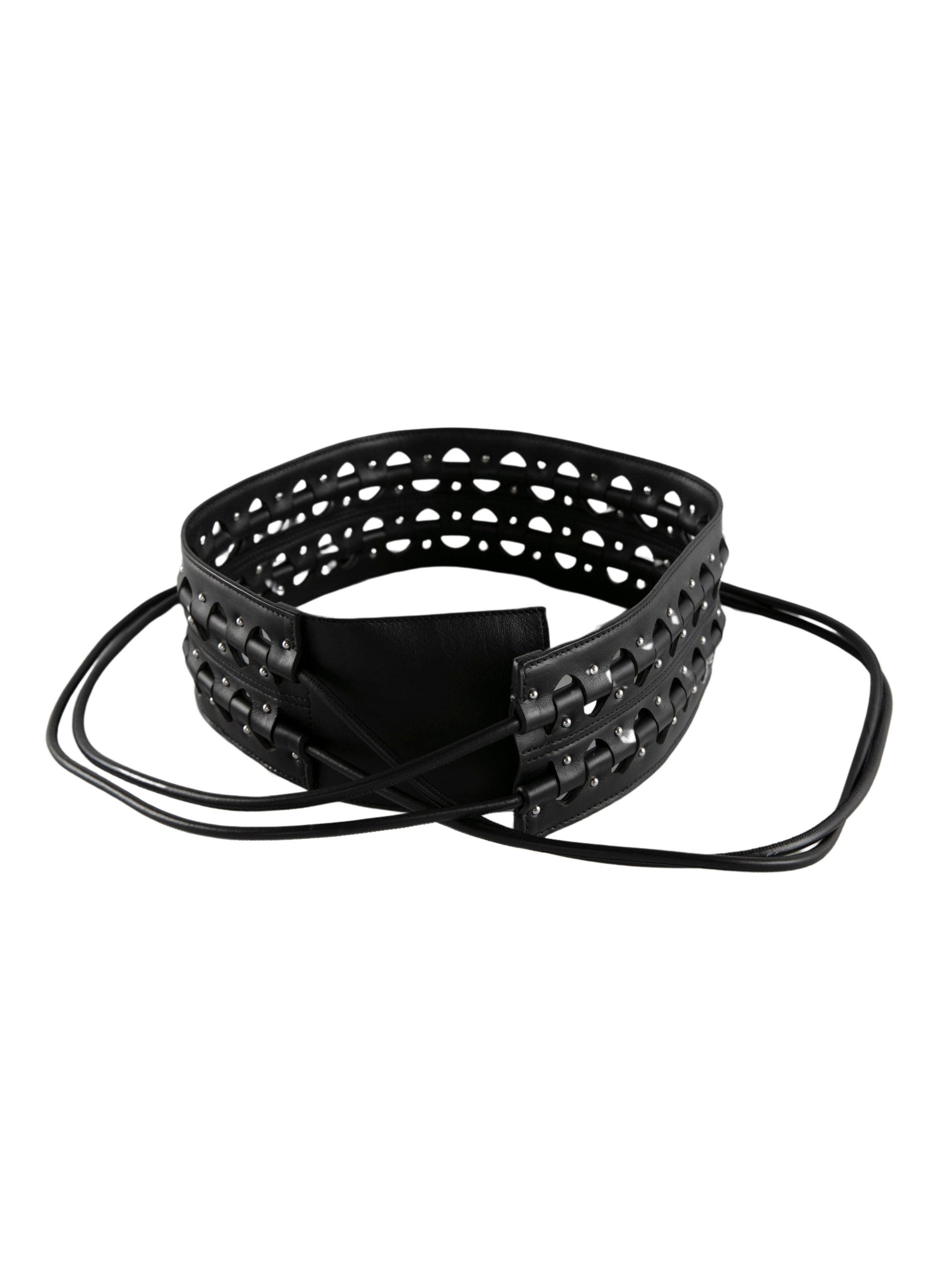 Hinge belt in leather - Black intense