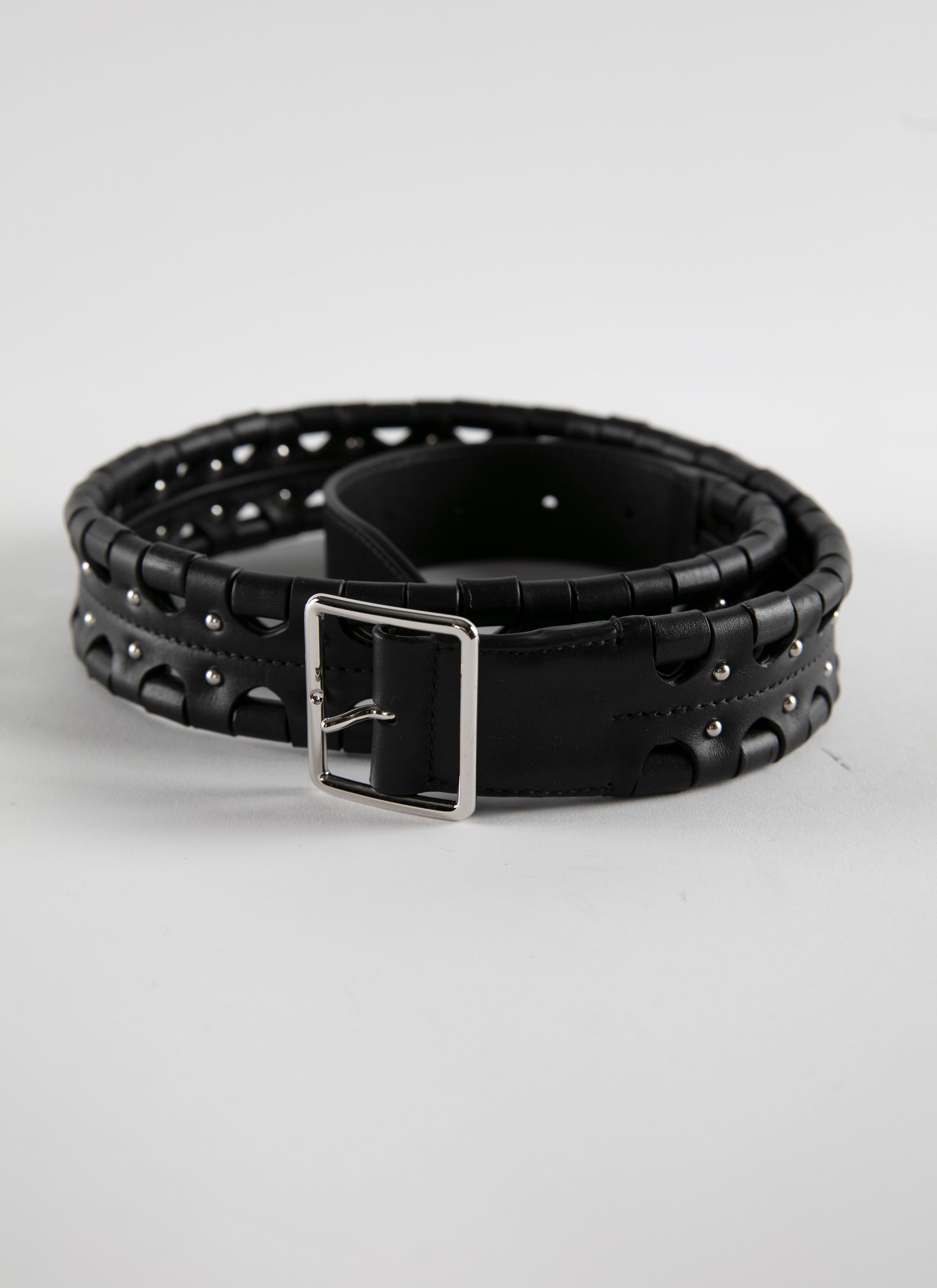 Ceinture hinge pan en cuir - Noir