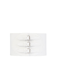 Ceinture corset élastique en cuir - Blanc Optique