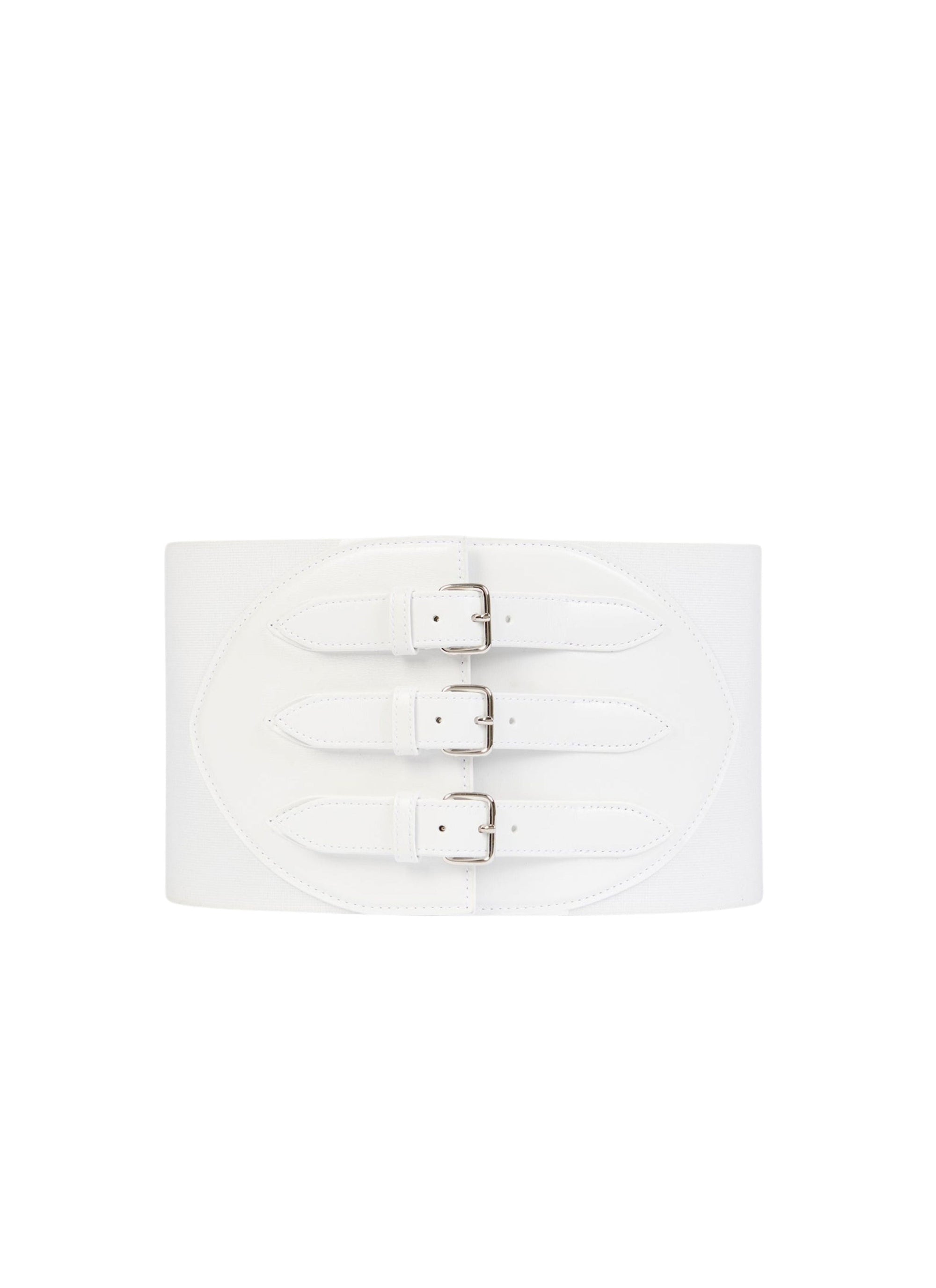 Ceinture corset élastique en cuir - Blanc Optique