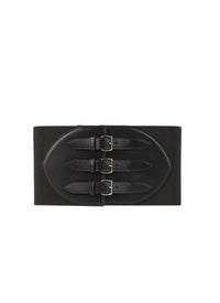Leather Elastic Corset Belt - Black