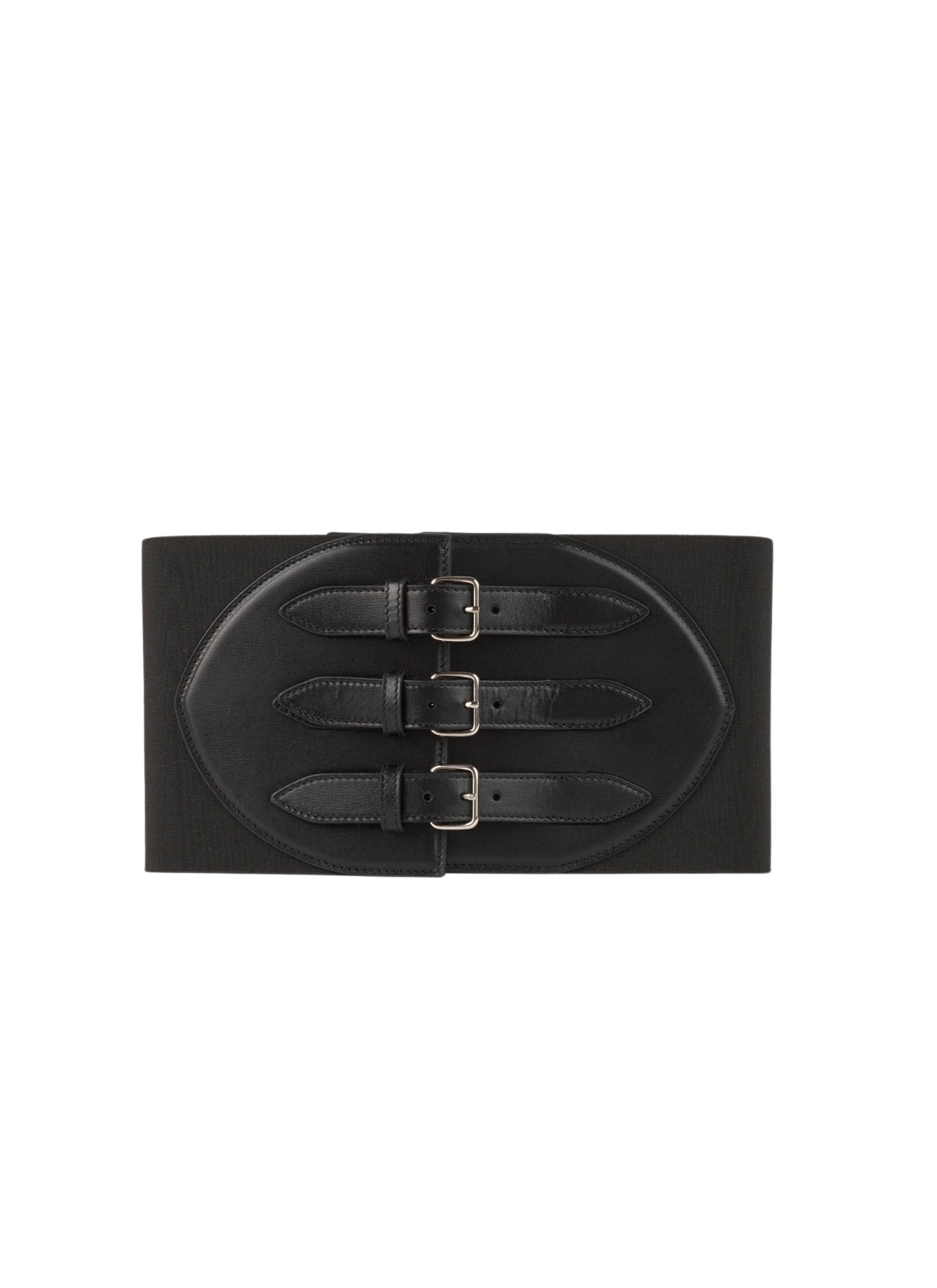Leather Elastic Corset Belt - Black