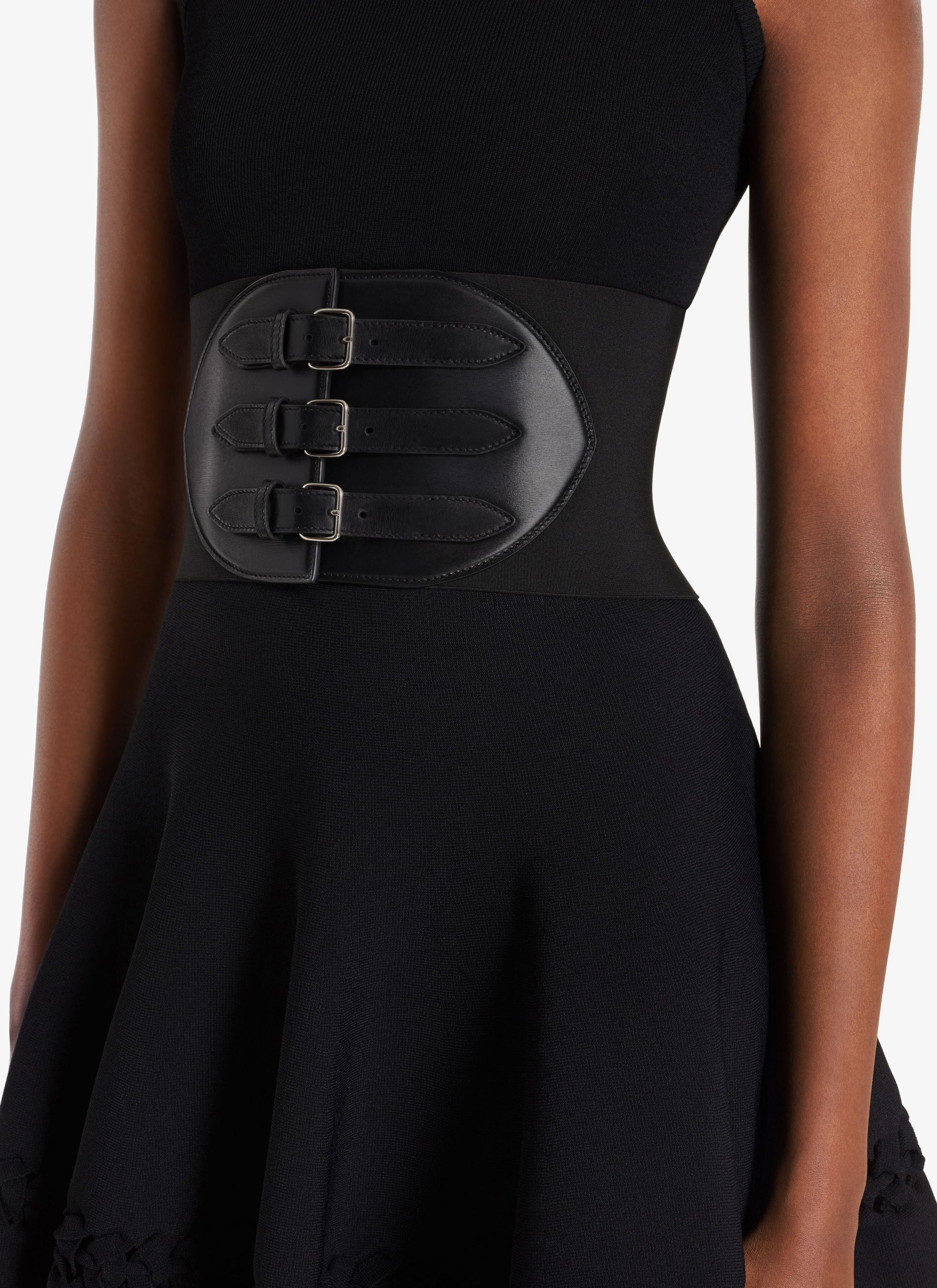 Ceinture corset élastique en cuir - Blanc Optique