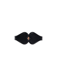 Ceinture double coeur en cuir - Noir
