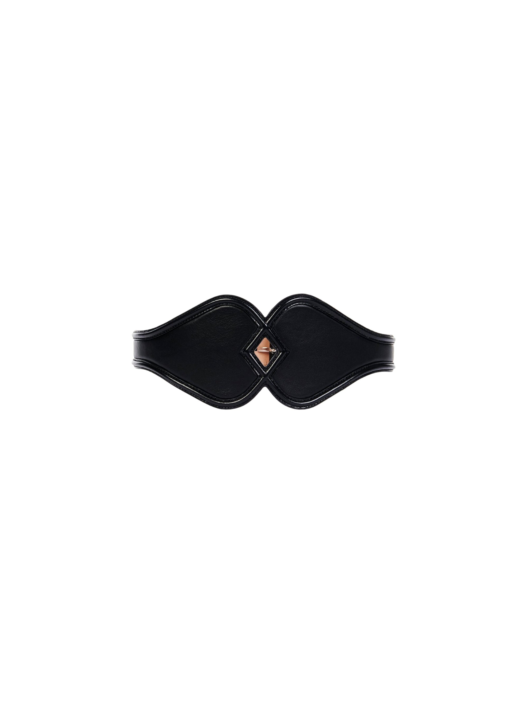 Ceinture double coeur en cuir - Noir