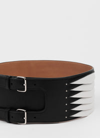 Leather graphic belt - Black & White