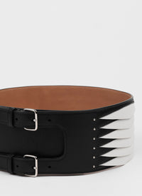 Ceinture graphique en cuir - Noir & Blanc