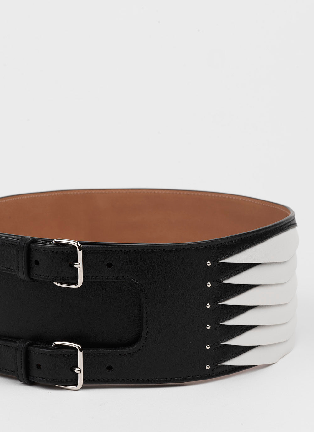 Ceinture graphique en cuir - Noir & Blanc
