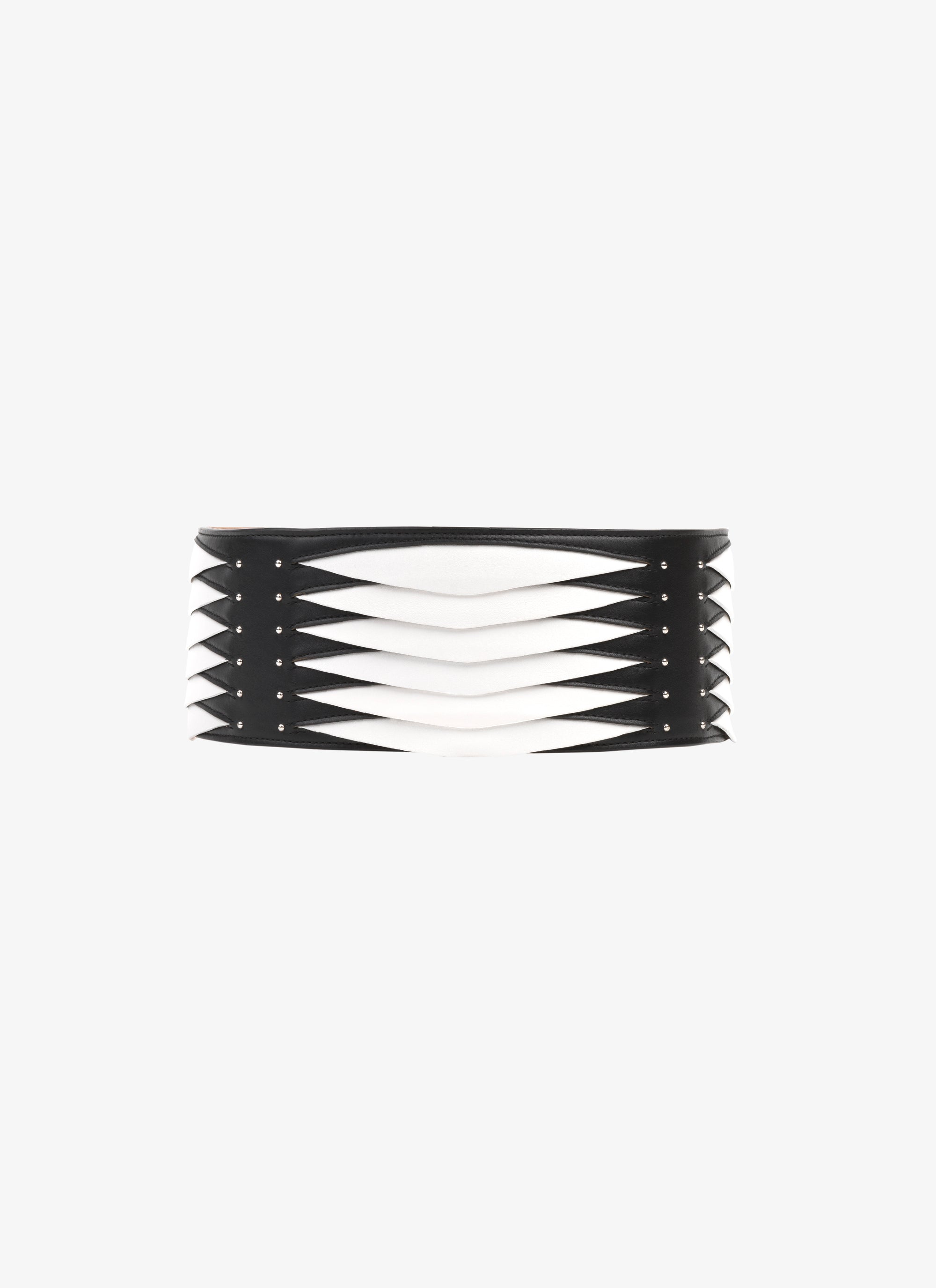 Leather graphic belt - Black & White