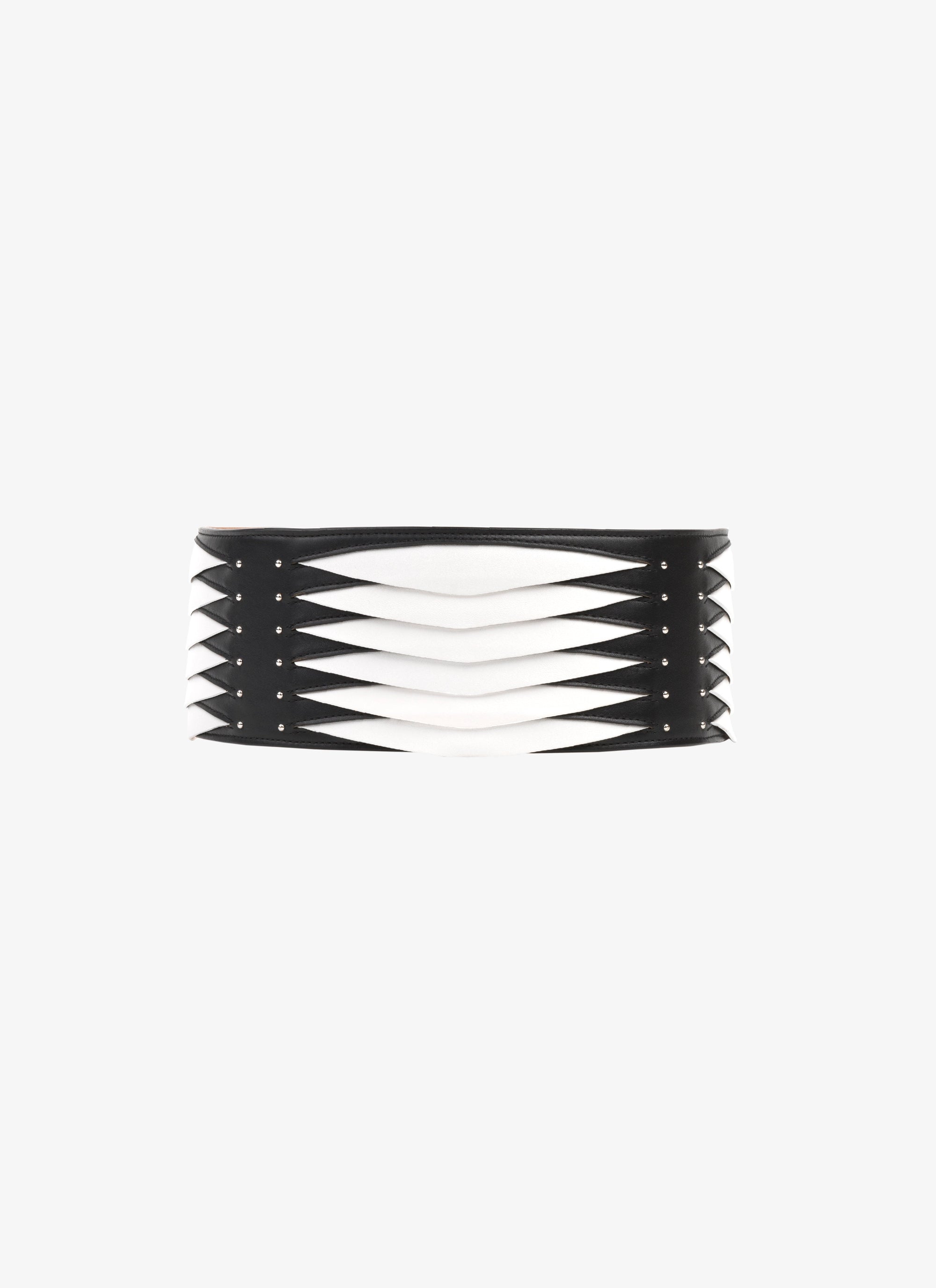 Ceinture graphique en cuir - Noir & Blanc