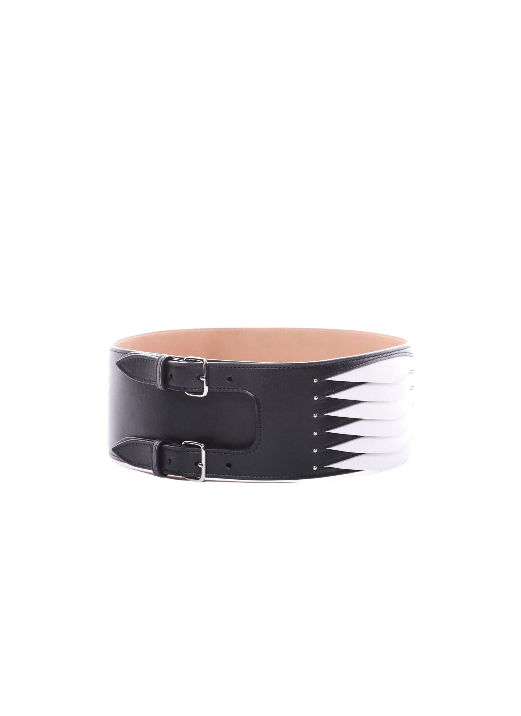 Ceinture graphique en cuir - Noir & Blanc
