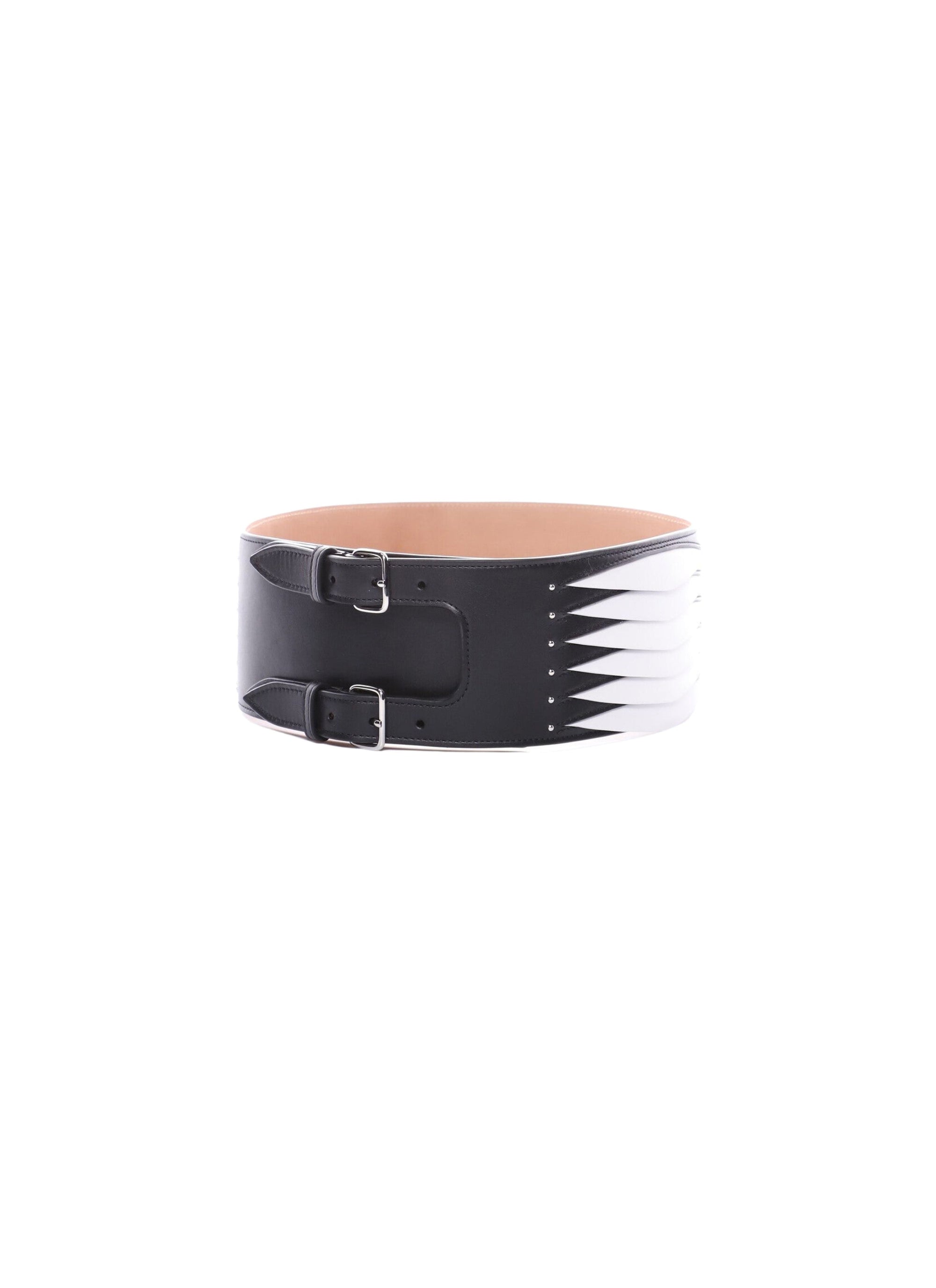 Leather graphic belt - Black & White