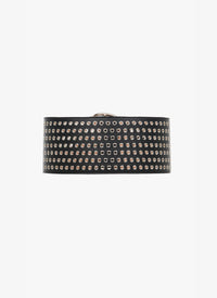 Belt with oval leather buckle - Black