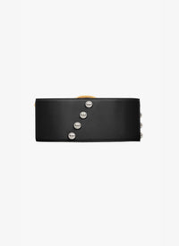 Oval Leather Studded Belt - Black & Gold