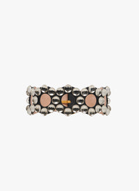 Ceinture cloutée à boucle ronde en cuir - Noir